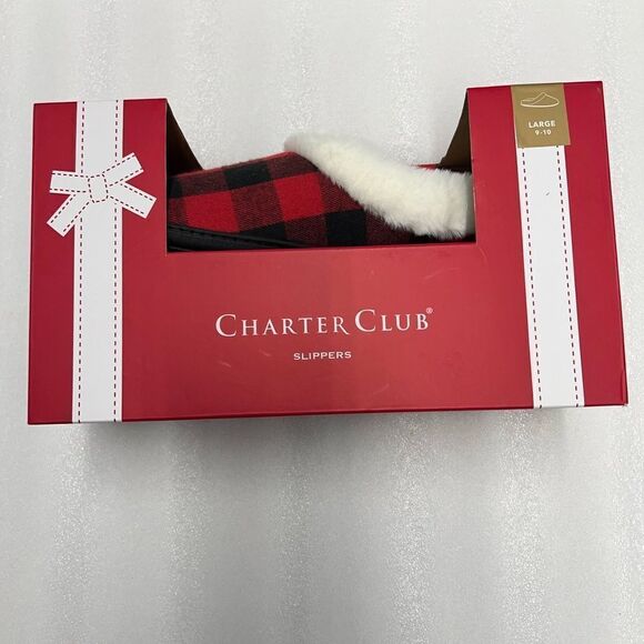 Women's Faux-Fur-Trim Hoodback Boxed Slippers, - Picture 2 of 5